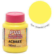 Tinta Fosca PVA Artesanato 100ML - Amarelo Limão ACRILEX